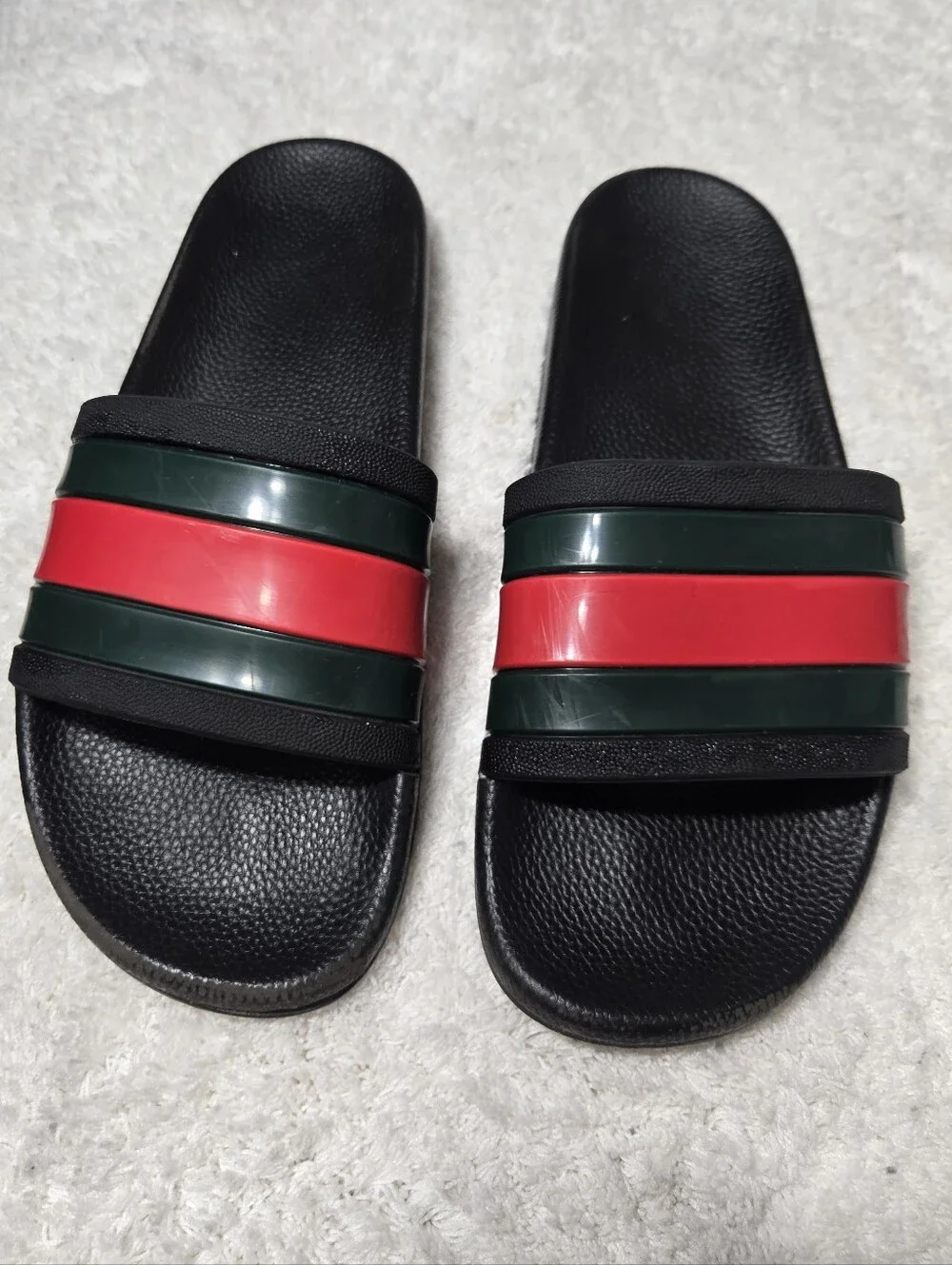 Men's Fashion Striped Pool Side Vynil Slides Sandals Sz 9